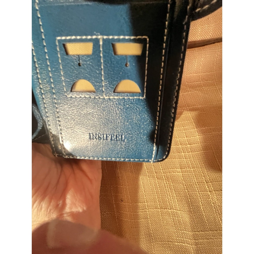 Insifeel Teal Blue Organizer Wallet Flower Snap Zip Around Wristlet 7.5x4.5 - Picture 8 of 14